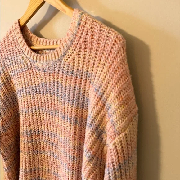 Marine Layer Quinn Crewneck Oversized Sweater Pastel Rainbow XL - Picture 3 of 9